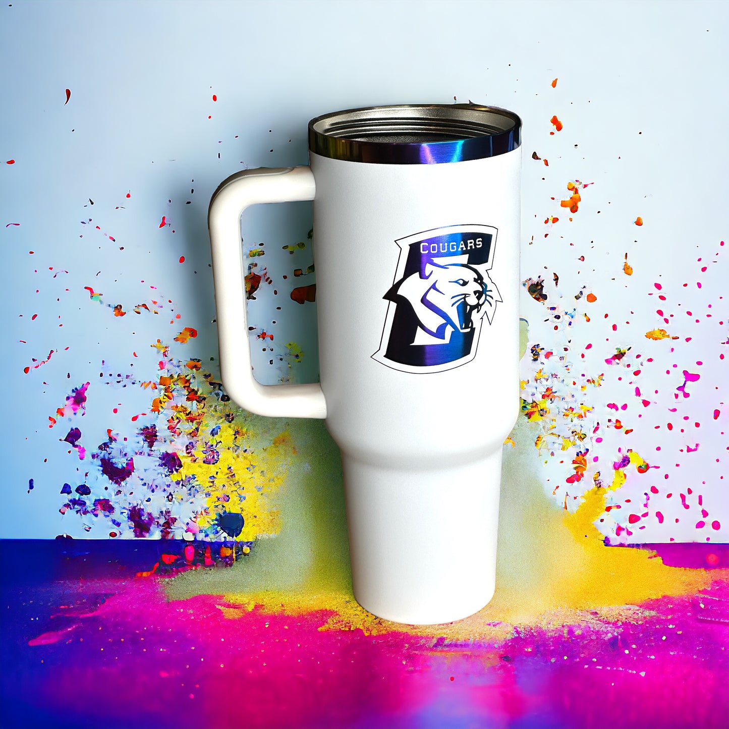 40 oz Stanley Style Rainbow Plated Conestoga Cougars Cup