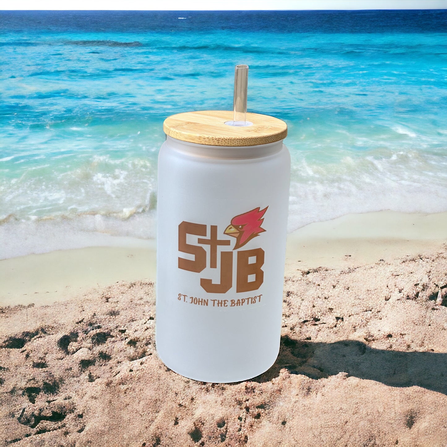 16 oz frosted can glass w/ lid