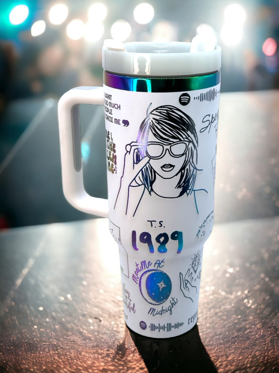 40oz Taylor Swift Rainbow Plated Stanley Style Cup with Straw – Fine Line  Laser Studio