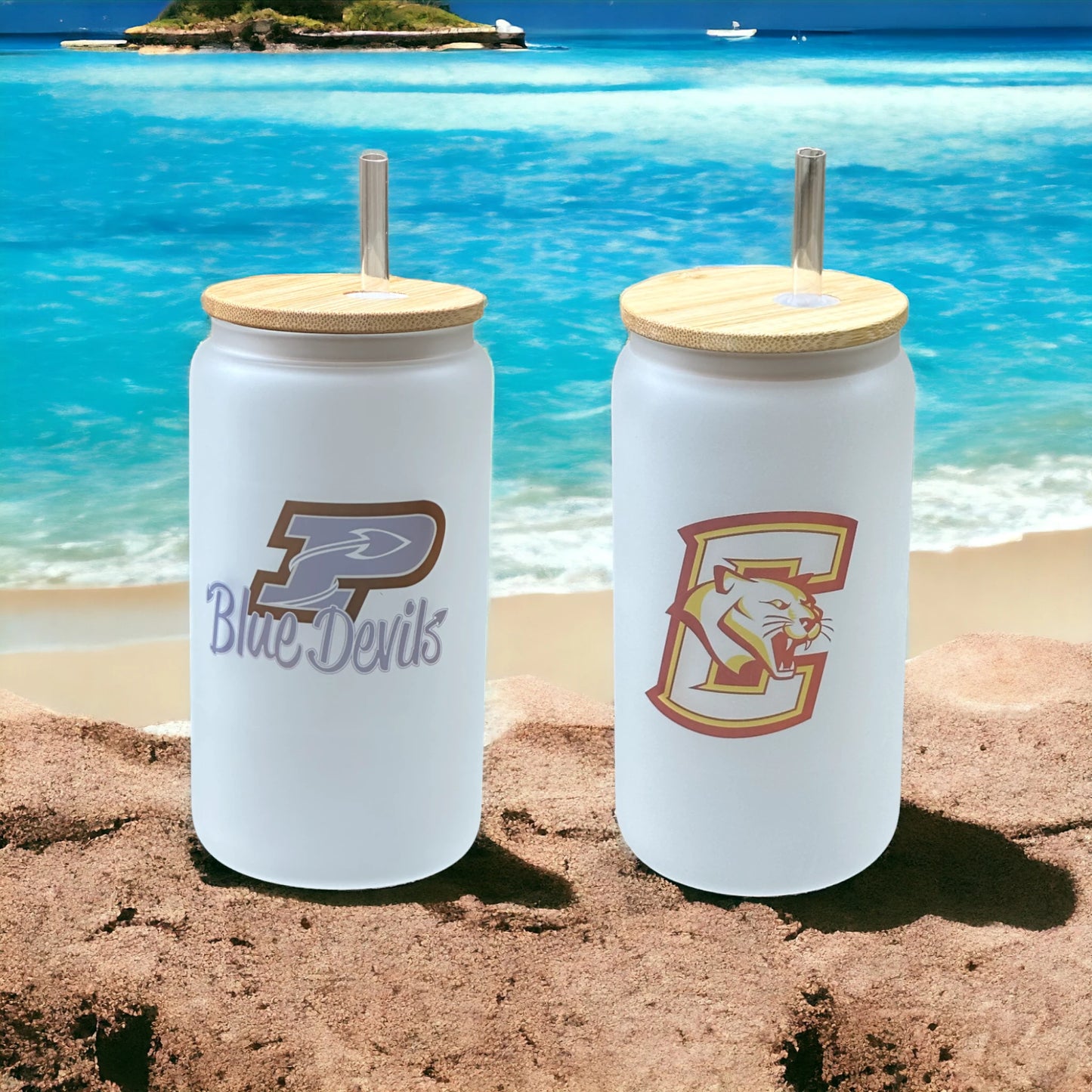 16 oz frosted can glass w/ lid
