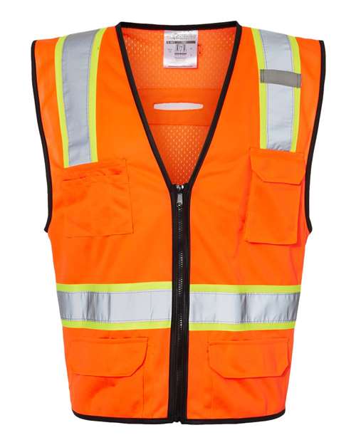 Custom DTF Kishigo - 6 Pocket Contrast Class 2 Vest - Orange - 1580-1581