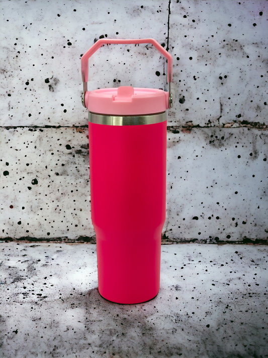 30 oz Limited Edition PINK Stanley Style Flip Top with Carry Handle