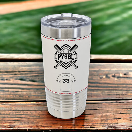 PYSBL - Baseball Leatherette Tumbler with Red Stitching
