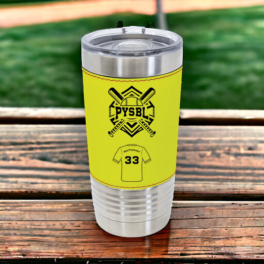 PYSBL - Softball Leatherette Tumbler with Red Stitching